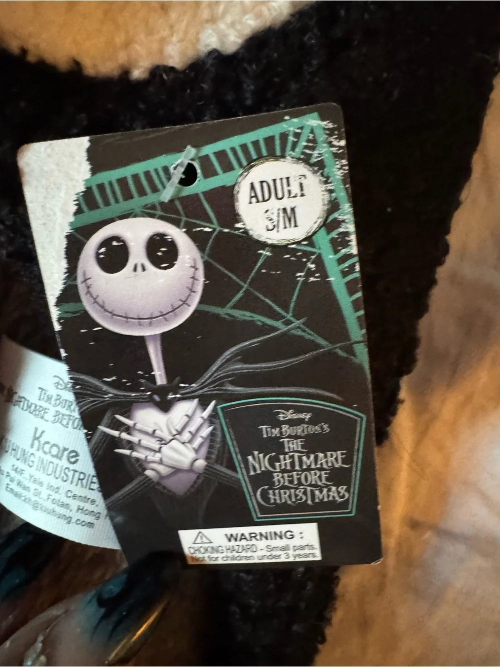 Disney Black and White Jack Skellington Plush Slip-On Slippers